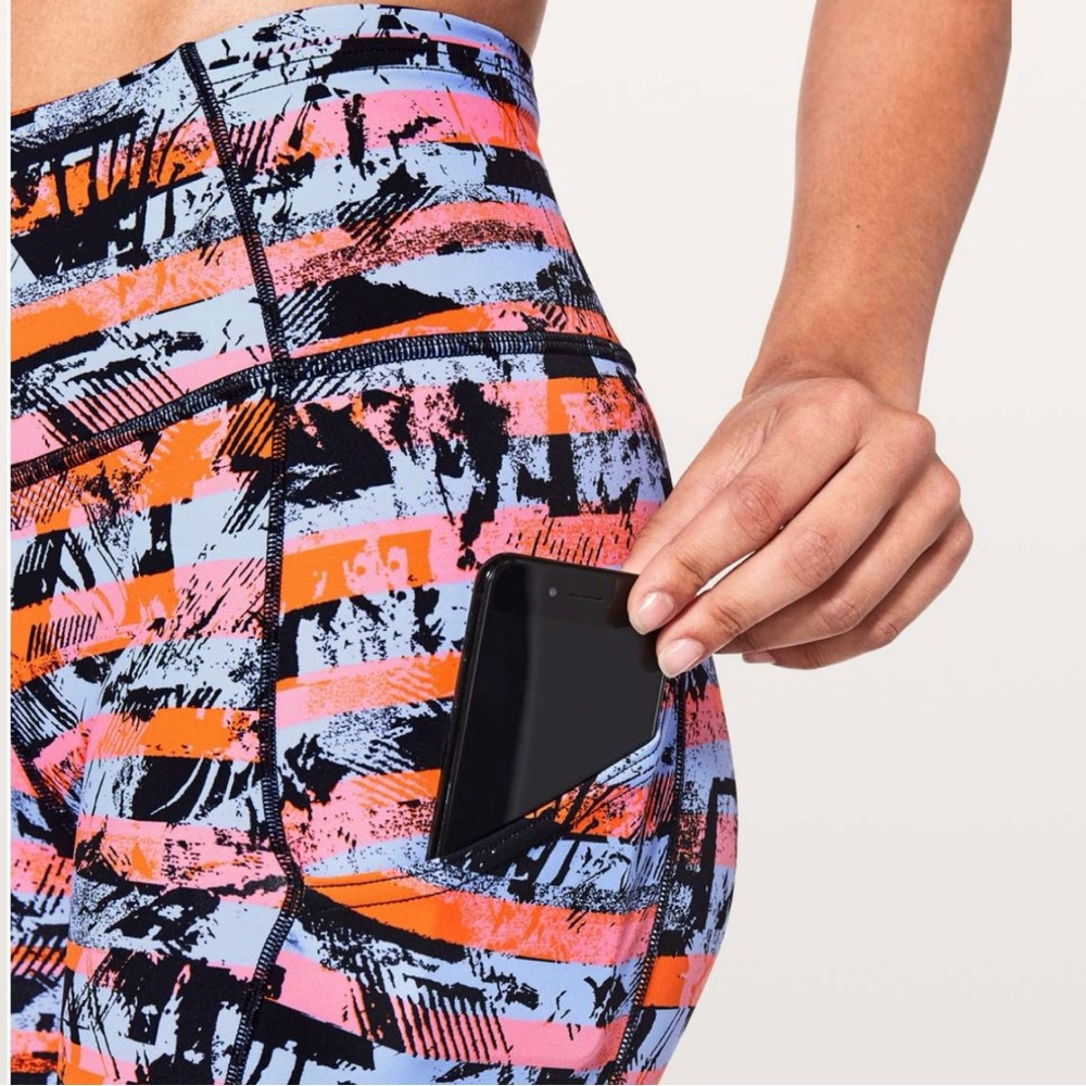 Lululemon Women’s 7/8 Tight II Pink Orange Waistband Pocket Leggings Size 4 - Picture 4 of 13